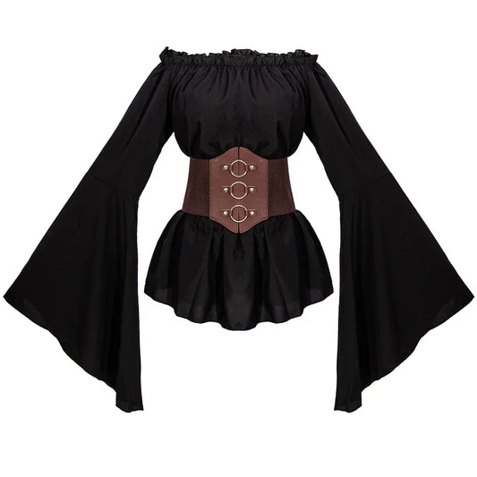 Peasant Blouse with Corset Belt